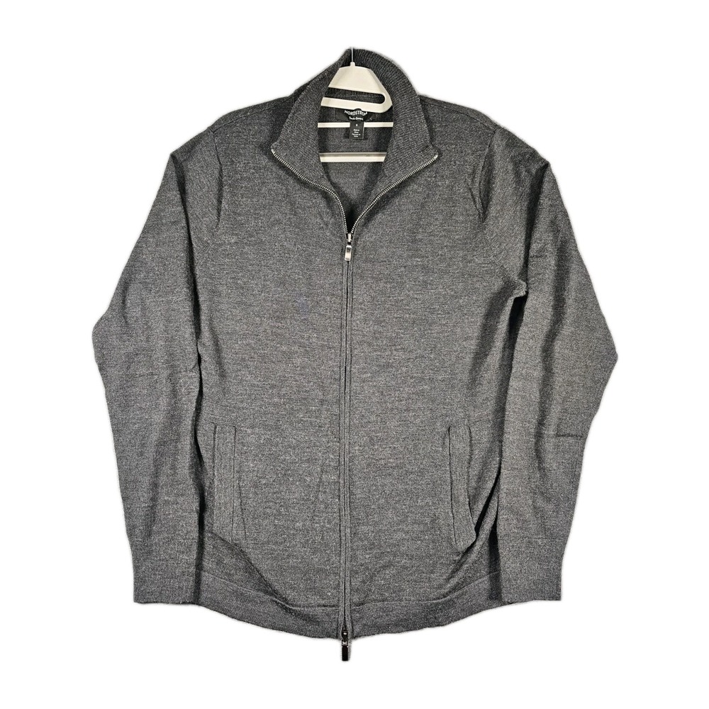 Nordstrom Tech‎ Smart Merino Wool Full Zip Sweater Mens Small Gray